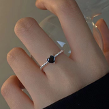 S925 Sterling Silver Black Zirconia Love